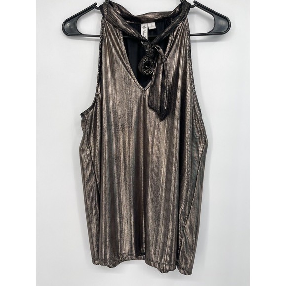Others Follow Women's Brown Metallic Blouse Size Large - Picture 1 of 7